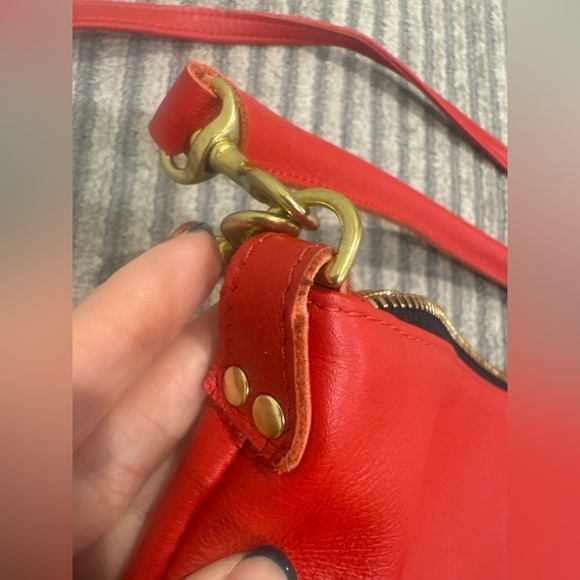 Clare V. Petit Moyen Pouch Red Leather Crossbody Bag - Picture 7 of 7